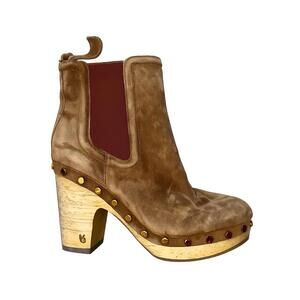Veronica Beard Decker Platform High Heel Clog Suede Booties Sz 6 M